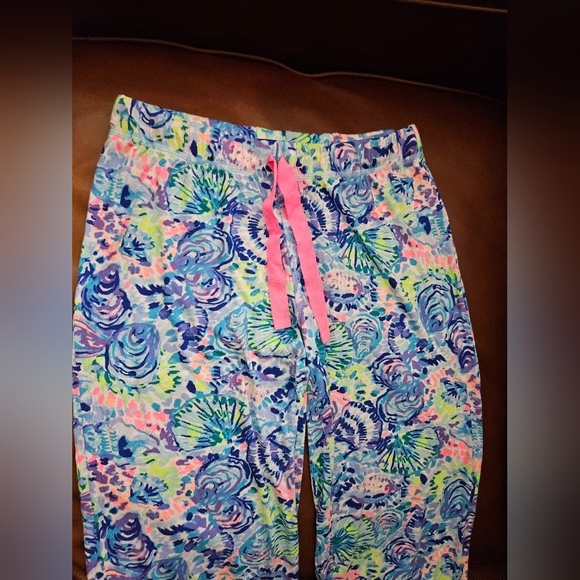 Lilly Pulitzer Blue and Pink Floral Wide Leg Knit Pants - Picture 3 of 4